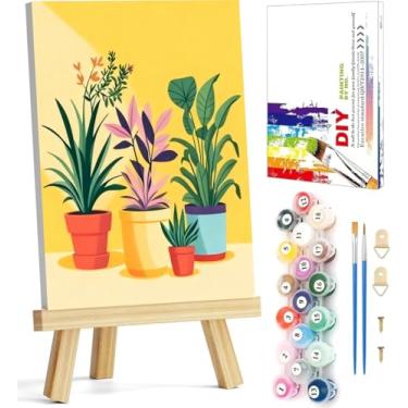 Imagem de Kit de pintura emoldurada por números para adultos iniciantes e crianças de 8 a 12 anos, kits de pintura fácil para adultos por números em tela emoldurada com cavalete, kits de pintura a óleo acrílica