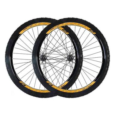 Imagem de Roda 29 vzan vnine 36f preto e laranja cubo k7 shimano pneu