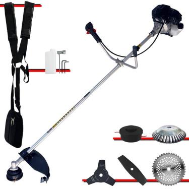 Imagem de Roçadeira Robusta Toyama RT43LB25A À Gasolina 2T 43cc 10.000rpm 1,7HP Com Kit 3 Lâminas de Corte, Carretel de Nylon e Escova de Aço Circular 38 Cerdas
