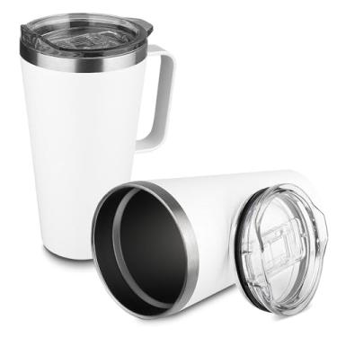 Imagem de Caneca Térmica Aço Inox 530ml – Parede Dupla a Vácuo – Pintura a Pó Antiderrapante – Tampa Vedada – 3h Quente