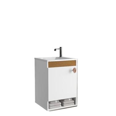 Imagem de Armário do banheiro do MDF com espelho(APOLLO/BRANCO RIPADO)