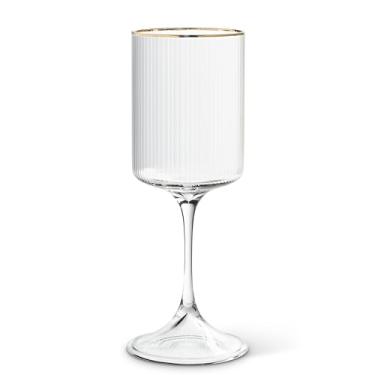 Imagem de Abbott Collection Taça de vinho óptica vertical apertada com ouro - vidro, transparente/dourado, 21,6 cm A (396 g)