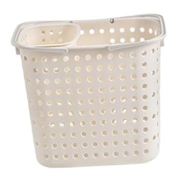 Imagem de YWJLQH Cesto de roupa suja, cesto organizador de artigos diversos multiuso para quarto, 16,1 x 11,8 x 14,1 polegadas, com cesta para meias, Bege