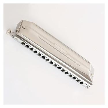 Imagem de Gaita cromática de aço inoxidável, 16 furos, 64 tons, chave C, gaita profissional para jogador