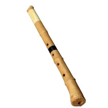 Imagem de Flauta de bambu de madeira Shakuhachi 5 furos D instrumento afinado com instrumento de sopro de madeira de raiz não Nanxiao