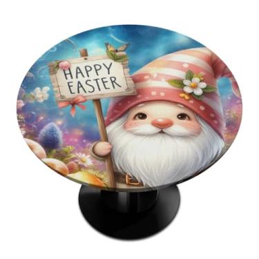 Imagem de hongjinglin Toalha de mesa redonda com borda elástica de Páscoa, toalha de mesa redonda limpável para ambientes internos e externos, pátio, jantar, cozinha, festival, decoração para mesas de 114 a 127