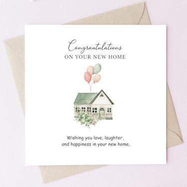 Imagem de TEEMI - Novo cartão de felicitações para casa - Cartão de felicitações para casa nova com envelope, cartolina premium de 300 g/m², design de chave de casa, interior em branco para presente de