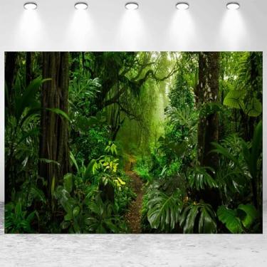 Imagem de 3 x 2,4 m, cenário de floresta, floresta, tropical, paisagem natural, árvores, folhas, fundo fotográfico para safári, acampamento, aventura, tema de festa, banner, adereços de estúdio fotográfico