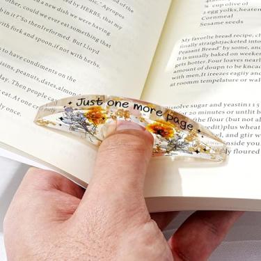Imagem de Marcador de livro de resina de flor de aniversário personalizado, marcador de livro para presentes de aniversário de Natal, acessórios de leitura de anel de polegar feitos à mão com flor personalizada