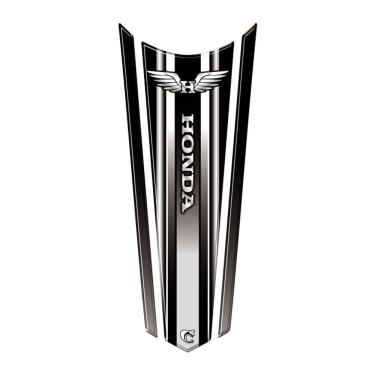 Imagem de Adesivo Faixa Gravata Resinado Tanque Moto Honda Asa Preto Prata