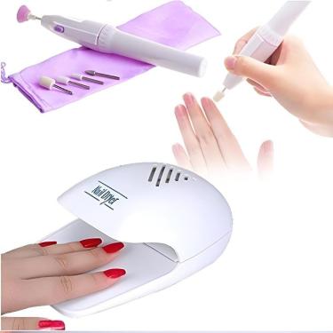 Imagem de Kit Manicure Secador Lixadeira Eletrica De Unha Com Cabine Estufa Mini Nails Pedicure Lixa Modelar Unhas
