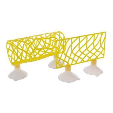 Imagem de Túnel oco 2 pçs/conjunto de brinquedo plástico para tubo de peixe Betta com ventosa rede decorativa criativa Betta (amarelo)