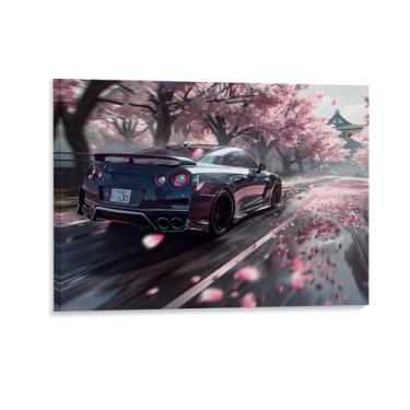 Imagem de HouLaiZhe R35 Carro Esportivo Flor de Cerejeira Posters Tela Estética Sala Decoração de Parede Impressões Galeria Sala Decoração de Parede para Quarto Sala de Estar Escritório 24 x 32 polegadas (60 x
