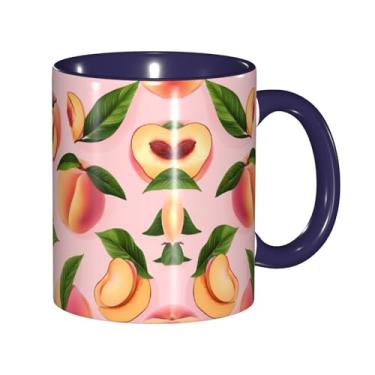 Imagem de Zeraoke Canecas de café criativas com estampa de pêssego, personalizadas, presente para a família, tamanho de 325 ml, unissex