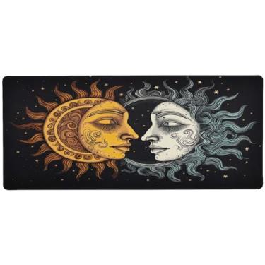 Imagem de Wassud Mouse pad sol e lua para jogos com base de borracha antiderrapante, mouse pad longo com borda costurada, impermeável grande mesa pad para escritório, casa, 89,9 cm x 39,9 cm
