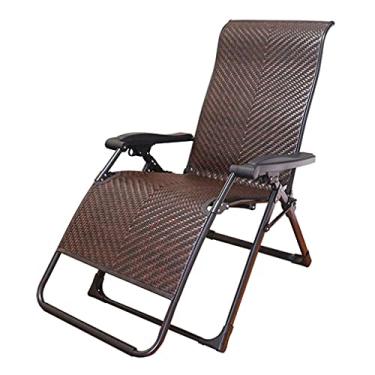 Imagem de YYBOES Cadeira dobrável de vime, espreguiçadeira, resistente, com gravidade zero, encosto ajustável, espreguiçadeira, cadeiras elásticas
