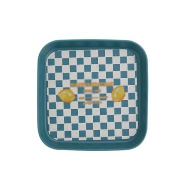 Imagem de placa profunda Bandeja de armazenamento Xadrez Ins Pratos jantar nórdicos Bolo Fruta Sobremesa Mesa recepção Decorativa para casa Organizador cozinha(Blue)