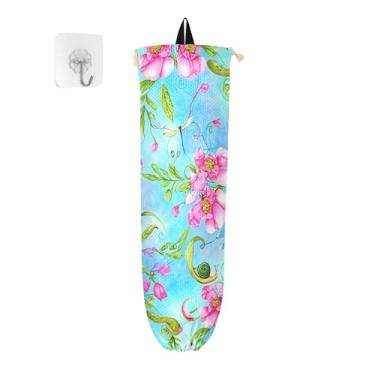 Imagem de xigua Suporte de parede para saco plástico de flores florais com cordão, pacote com 2, organizador de sacolas de compras reutilizáveis, decoração para bolsas, meias, roupas íntimas e gravatas