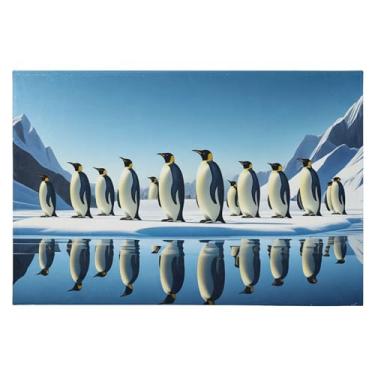 Imagem de CEBUGI Tapete de área 60 x 90 cm macio lavável tapete antiderrapante com suporte de borracha tapetes de área de pinguins para sala de estar, quarto, decoração de casa