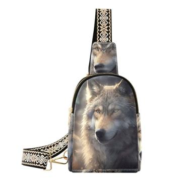 Imagem de CEBUGI Bolsa feminina Wolf pequena tiracolo de couro, pochete para trilhas, viagens ao ar livre