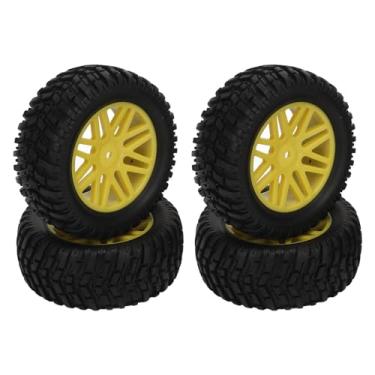 Imagem de Ainoli 4 peças pneus de carro off road rc para hsp borracha preta plástico cubo amarelo agradável aderência na estrada fácil de instalar pneus de carro 1/10 rc