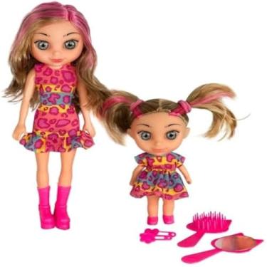 Imagem de Boneca para crianca pequena, com roupa, sapatos e acessorios, macia,colorida.