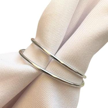 Imagem de 6 ou 12 Argola Porta guardanapo Fio Infinito Metalico Mesa Posta para Casamento(Aro Metalico,6)