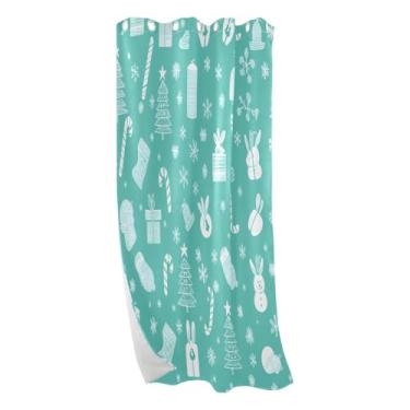 Imagem de CEBUGI Cortinas blackout de fundo de Natal para quarto, sala de estar, painéis de cortina de janela com isolamento térmico (1 painel, 132 cm L x 213 cm C)