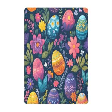 Imagem de STAYTOP Lindo lençol de berço com ovos de Páscoa para meninos e meninas, lençol com elástico para berço padrão e colchão infantil, de microfibra supermacia, 52 × 28 × 9 pol
