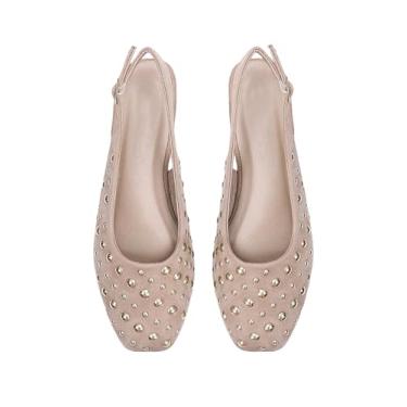 Imagem de BEAUDRM Sapatilhas femininas com salto baixo e bico fechado, sapatilhas, casual, festa, bico fino, elegante, Damasco profundo, 36