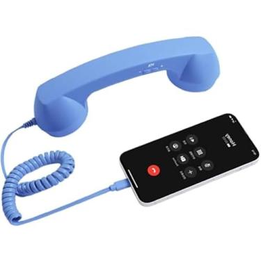 Imagem de Aparelho de telefone retrô para iPhone e Android, receptor de telefone vintage tipo C e Bluetooth com microfone e alto-falante HD, aparelho móvel com fio/sem fio para chamadas claras, aderência