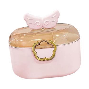 Imagem de Fenteer Caixa organizadora de acessórios de cabelo para meninas, com divisórias e alça, ideal para guardar scrunchies e grampos de cabelo.