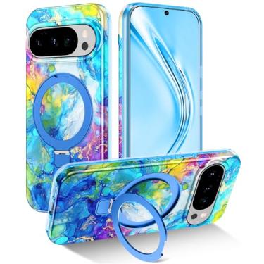 Imagem de Lamcase Capa magnética para Google Pixel 10/Pixel 10 Pro com suporte de anel [compatível com MagSafe], capa protetora contra quedas de corpo inteiro em policarbonato rígido para mulheres meninas e