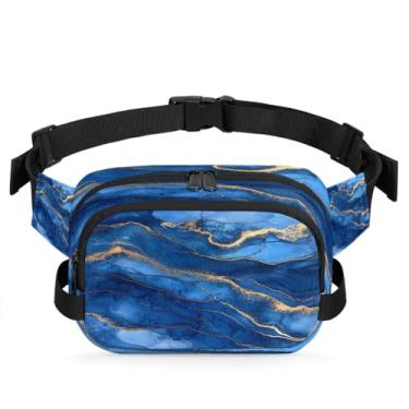 Imagem de Pochete de mármore azul escuro para mulheres e homens com alça ajustável, bolsa transversal, bolsa de peito, bolsa tiracolo, Cor 1