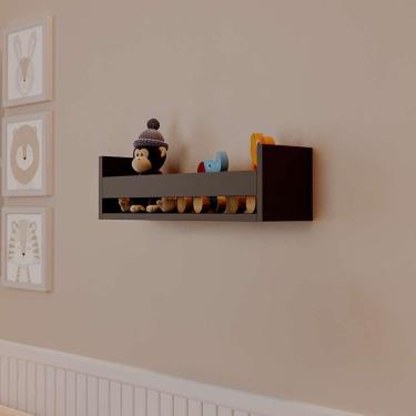 Imagem de Prateleira Porta Brinquedo Preta 70 X 12cm Suporte Invisivel