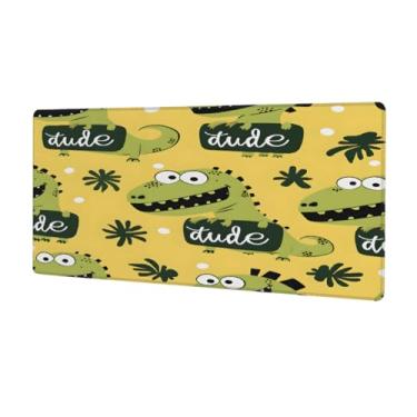 Imagem de Tapete de mouse grande dinossauro fofo à prova d'água para computador estendido tapete protetor de mesa antiderrapante base de borracha para escritório, computador, teclado, laptop e mesa de casa