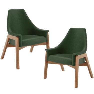Imagem de Kit 02 Poltronas Decorativa Sakura L02 Couríssimo Verde Musgo - Lyam Decor