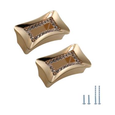 Imagem de Evionlin Pacote com 2 puxadores de armário de cristal dourado puxadores de armário de cozinha 1,26 polegadas (32 mm) Puxadores modernos de gaveta de centro a furo para puxador de armário quarto cômoda