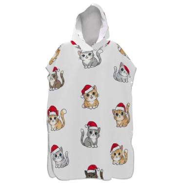Imagem de Joisal Roupão para adultos, poncho de surfe, toalha de natação com capuz, secagem rápida, fofo, desenho animado, papai noel, branco, poncho masculino com capuz