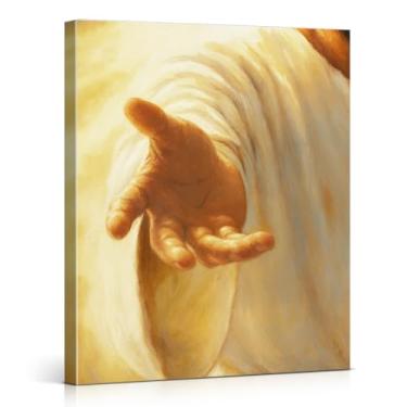 Imagem de Impressão de arte de parede em tela emoldurada de Jesus, pintura de decoração de parede cristã, a mão de Deus, fotos religiosas de Jesus, pôsteres ou igreja sala de oração sala de estar, decoração de