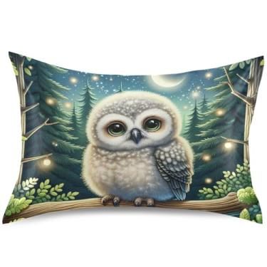 Imagem de Lindas capas de almofada de cetim de coruja para cabelo King Queen Standard Pillow Slip Cute Print Cooling Pillow Bed Pillow Skin Care, King Size, 101,6 cm x 50,8 cm
