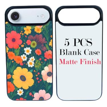 Imagem de JUSTRY 5 peças de sublimação blanks capa de telefone capas de celular compatíveis com iPhone Air, fácil de sublimar DIY personalizado 2 em 1 2D capa móvel TPU macio + inserções preto fosco