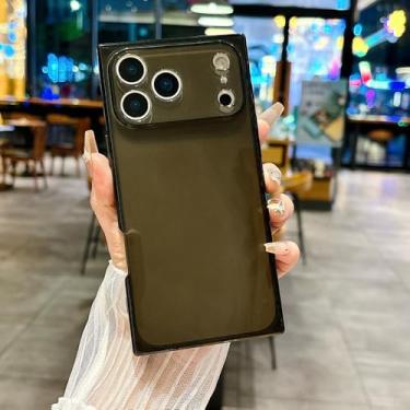 Imagem de Capa de celular de luxo com quatro cantos quadrados, transparente e macia, em silicone, para iPhone 17 Air, 16, 15, 14 Plus, 13, 12, 11 Pro Max, com detalhes em cristal, preta, para iPhone 14 Plu