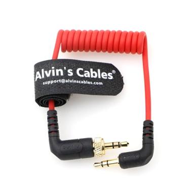 Imagem de Alvin's Cables Cabo de áudio TRS de 3,5 mm para TRS de 3,5 mm para cabo espiral TRS de ângulo reto Sennheiser Deity TC-1 para DSLR | Câmera sem espelho