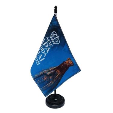 Imagem de Bandeira de Mesa Nossa Senhora, Decorativa, Dupla Face, Multicolorido, 19x13cm, Base e Haste Preta, para Escritório e Eventos, Oxford