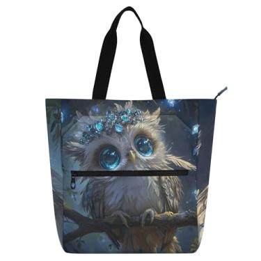 Imagem de GAIGEO Sacola feminina com pintura de coruja fofa para trabalho, lona, escola, bolsa para professores, presente para amantes de livros