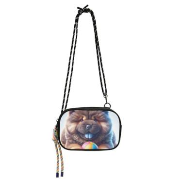 Imagem de TSENQUE Bolsa feminina para cachorro Chow Chow Chow, bolsa tiracolo pequena bolsa para celular com alça feminina fofa bolsa de viagem sobre o ombro