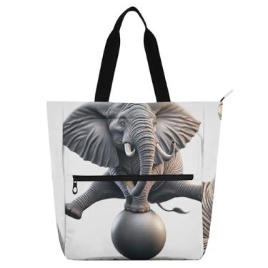 Imagem de GAIGEO Bolsa infantil fofa Elephant Balance com zíper para livros escolares para meninas e meninos, bolsa de trabalho média