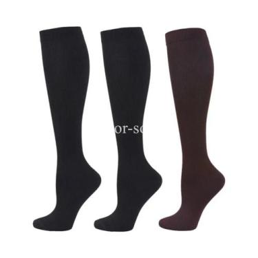 Imagem de Meias De Compressão Unissex 3 Pares Circulação Sanguínea Corrida Anti-