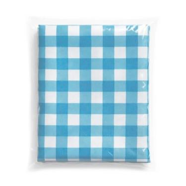 Imagem de Toalha de Mesa Xadrez de Poliéster - Clássica, Impermeável e Fácil de Lavar para Cozinha, Jantar e Piquenique(Azul Bebê,70x70)